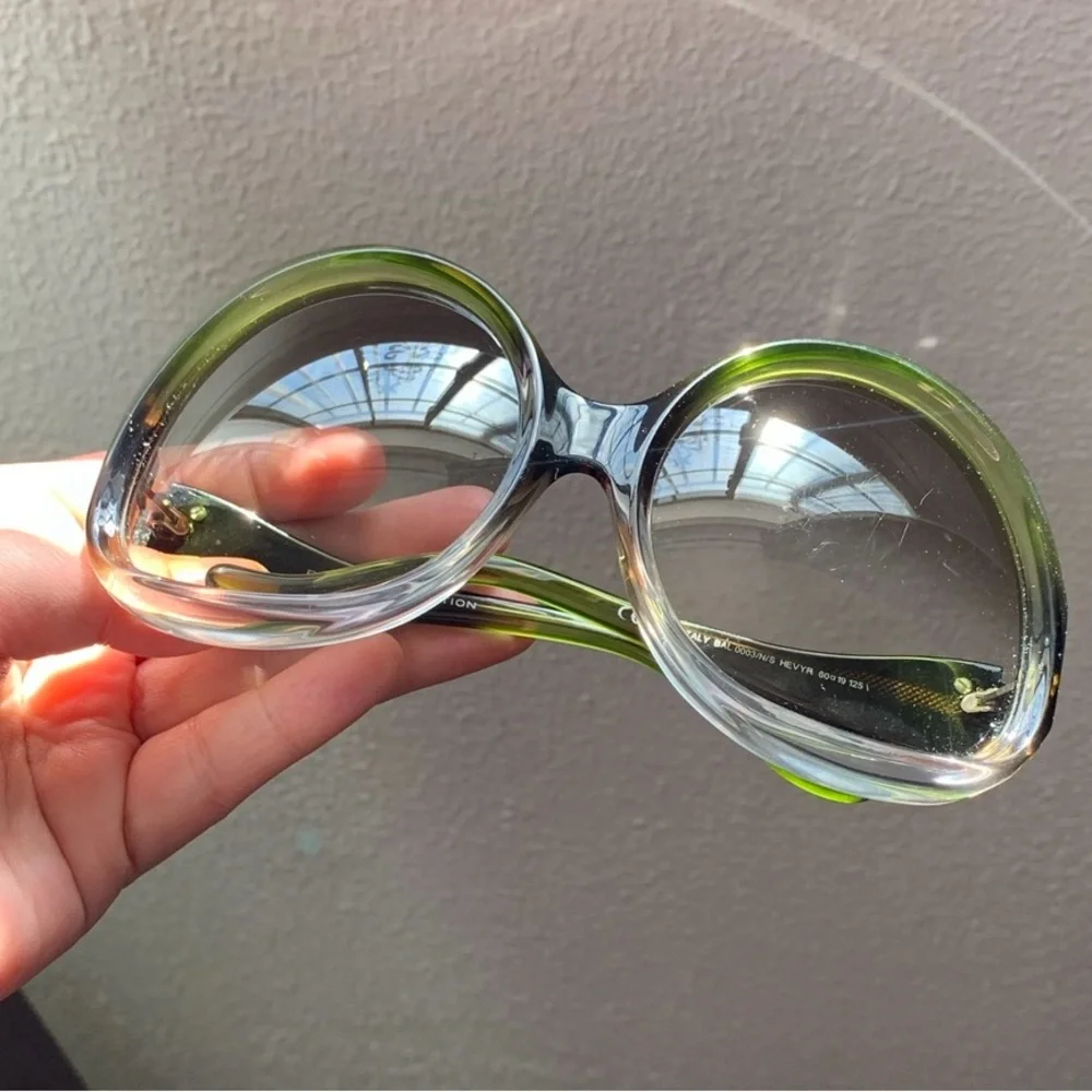 Authentic Balenciaga Paris Black and Green Oversized Sunglasses - Picture 5 of 6